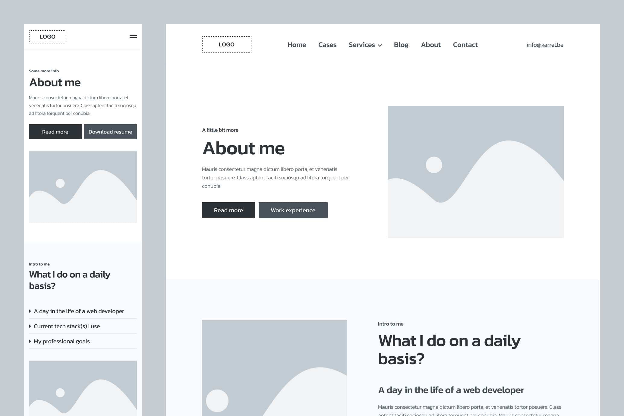 Karel Decoene portfolio Hifi wireframes